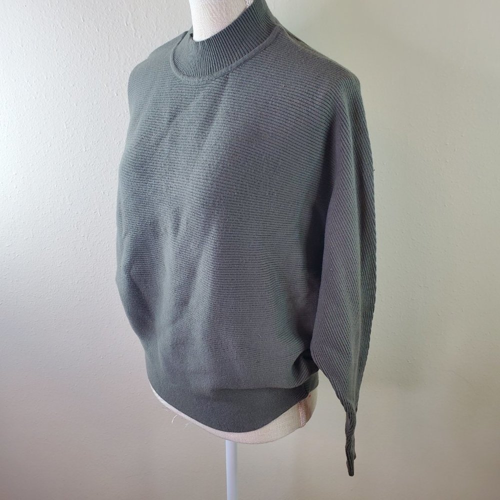Evans Womens Olive Janie Ribbed Plus Size Mockneck Sweater - Picture 5 of 7